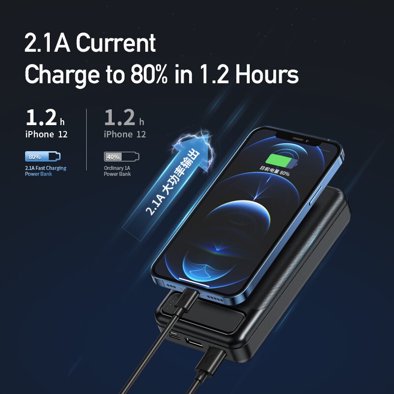 Awei P6K 20000Mah Draagbare Power Bank Dual Type A Usb A En Type C Micro Dual Input Snelle Lading voor Werk Reizen Voor Mobiele Telefoon