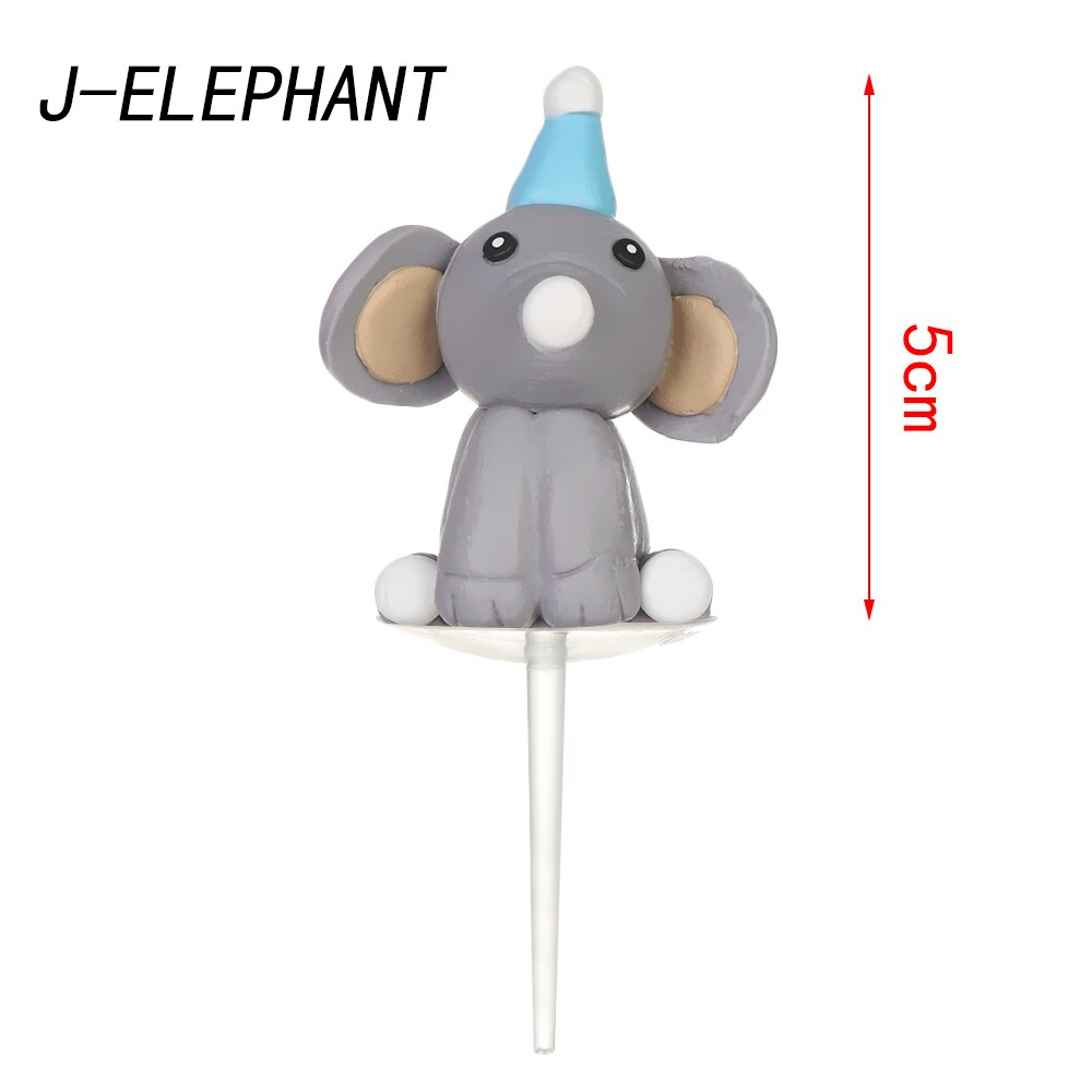 1PC Cartoon Animal Forest Trees Cake Toppers Soft Pottery Picks Cute Safari Jungle Animal DIY Craft Birthday Cake Decor: J