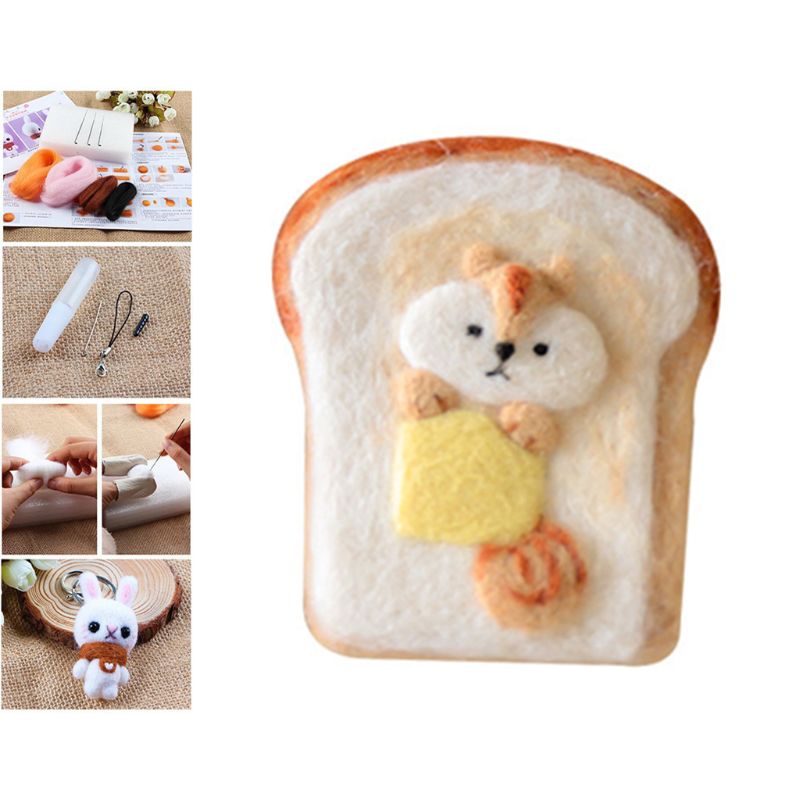 Pan de la torta de lana manualidad de fieltro DIY inacabado pinchado Kit para manualidades Material bolsa de paquete de M0XD: 1