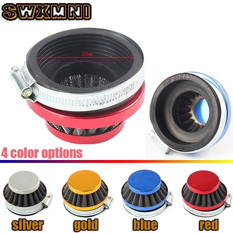 Filtro de aire colorido para Mini Moto de 58mm, para 2 tiempos, 47cc, 49cc, Mini ATV, Quad, Dirt Bike, de bolsillo, Pit Bike