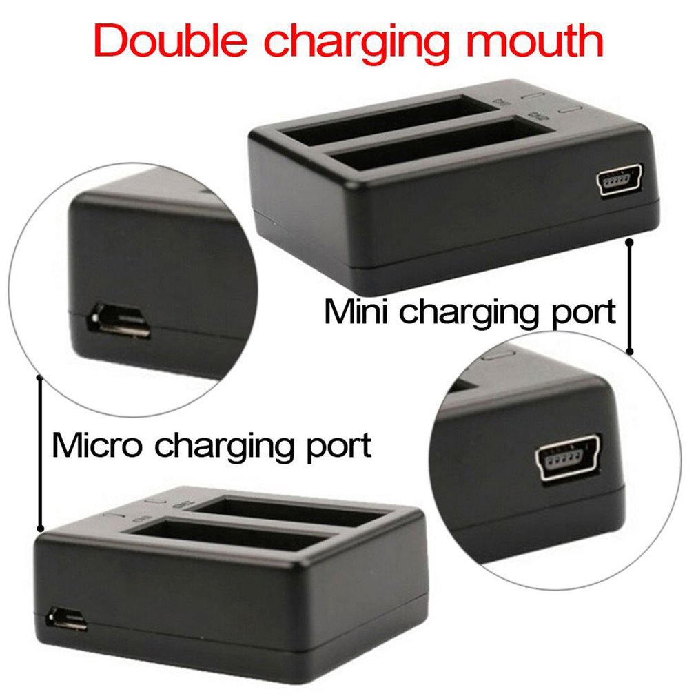Cargador USB Dual + batería recargable de la cámara del Li-Ion de 2 uds para la cámara de acción del deporte de la manera de Eken H9 H9 Pro