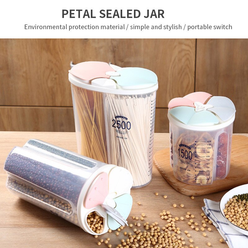 1500ml/2500ml Kitchen Storage Box Multiple Grids Transparent Kitchen Storage Container With Scale Storage Container Jar