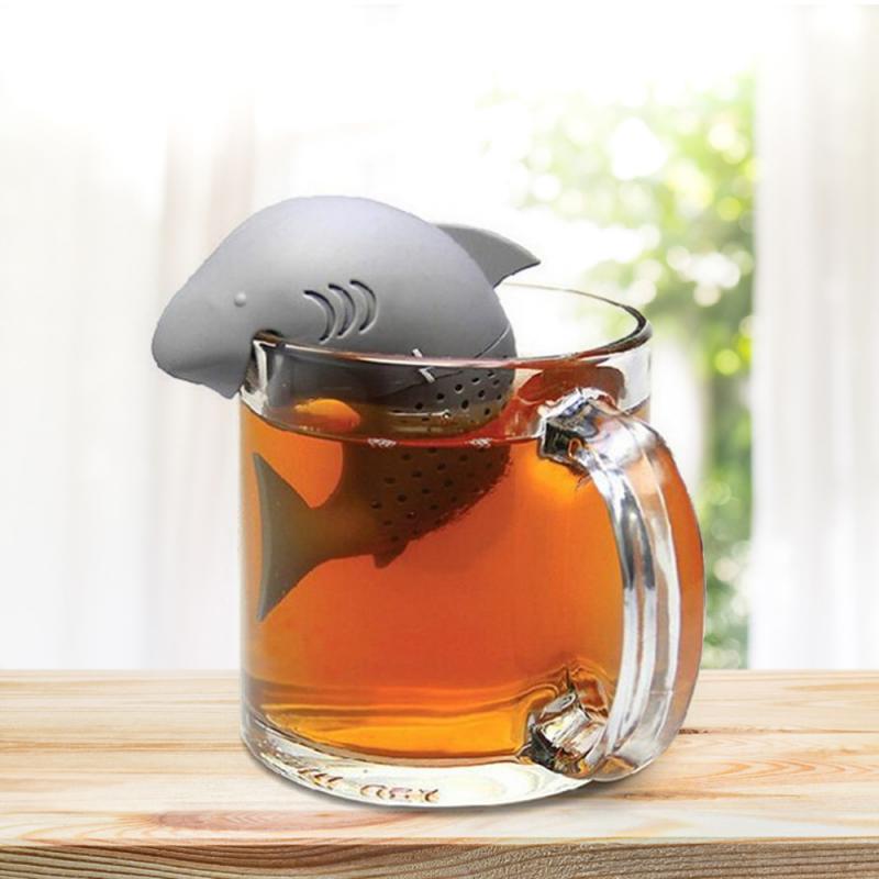 Shark Thee-ei Siliconen Theepot Gereedschap Theezeefje Leaf Zeef Siliconen Kruidenthee Losse Thee Filter Theewaar Keuken Accessoire