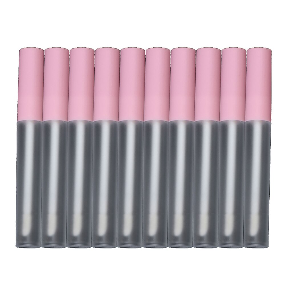 10 stk/parti 2.5ml tomme lipgloss tube diy læbepomade tube plast læbestiftbeholdere kosmetikbeholder flaske med låg: Pink (frosted)