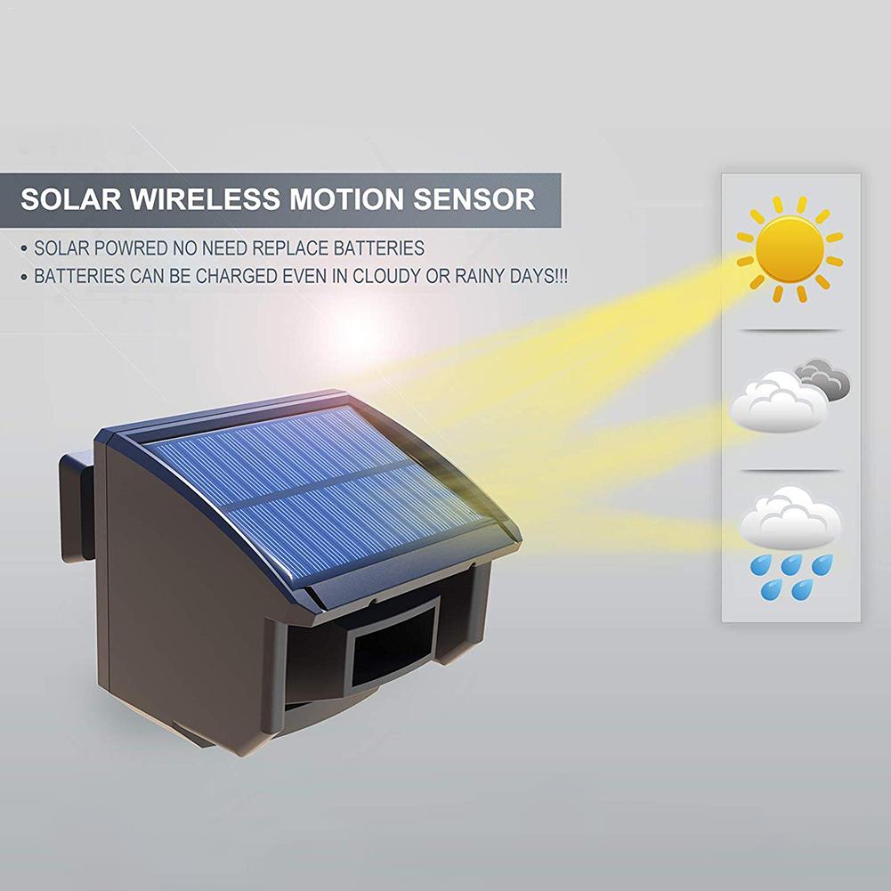 Solar Outdoor Wireless Alarm System Outdoor Weatherproof Motion Sensor Security Alert System Infrared Alarm Detector