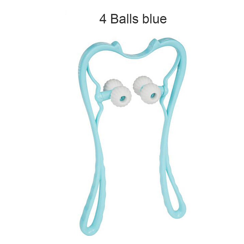 Pressure Point Therapy Neck Massager Shoulder Back Pain Relief Massager Dual Trigger Point Roller Self-massage Tool: Blue 4 Balls