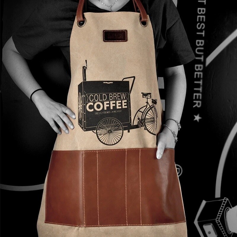 Delantal para barista, delantal vaquero para busto masculino, coreana, delantal para cafetería,