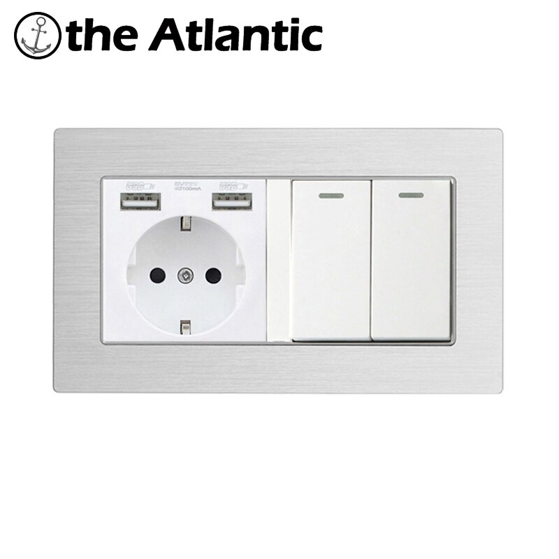 Atlectric DE alimentación DE enchufe DE la UE toma USB DE pared Puerto 1, 2, 3, 4 luz interruptor basculante doble zócalo DE salida 146mm * 86mm interruptor pared,pulsador,sensor de movimiento luz,swich