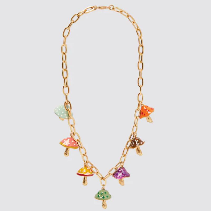 Mode Za Paddestoel Ketting Voor Vrouwen Leuke Acryl Collier Esthetische Kleurrijke Kettingen Sieraden Zomer