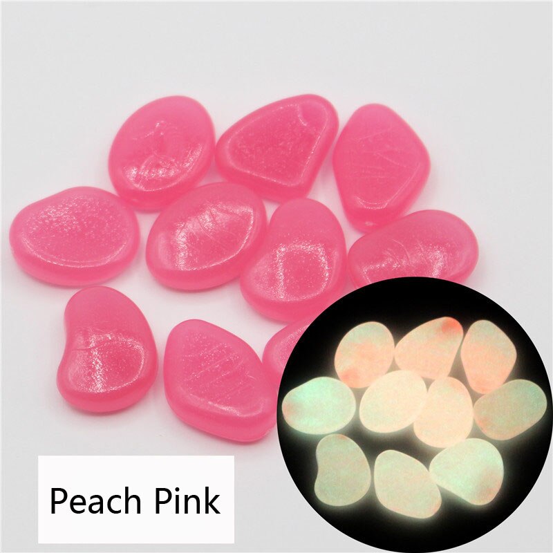 50Pcs Glow In The Dark Tuin Steentjes Glow Stones Rocks Voor Loopbruggen Tuinpad Patio Gazon Yard Decor Lichtgevende stenen Jardin: Peach Pink