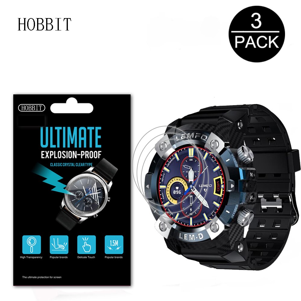 3Pcs Ultra Thin Anti-shock PET Film For LEMFO LEMD LEM D SmartWatch Screen Protector Clear HD 5H Anti-Scratch Film Not Glass