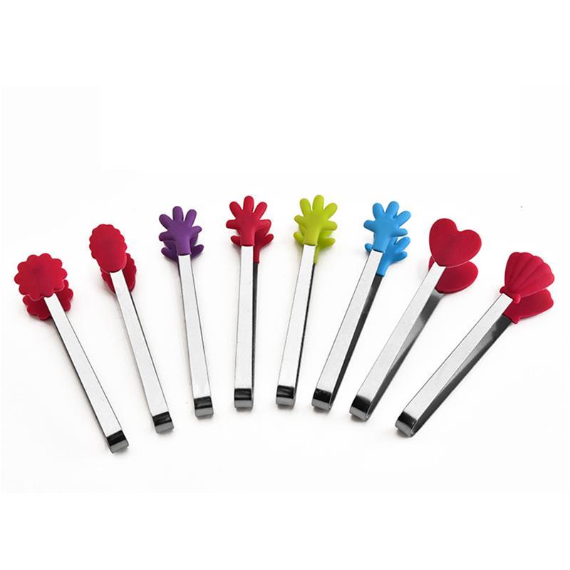 Hoomin Salade Serveren Bbq Tang Rvs Handvat Gebruiksvoorwerp Creatieve Hand Shape Keuken Koken Gereedschap Mini Siliconen Voedsel Clip