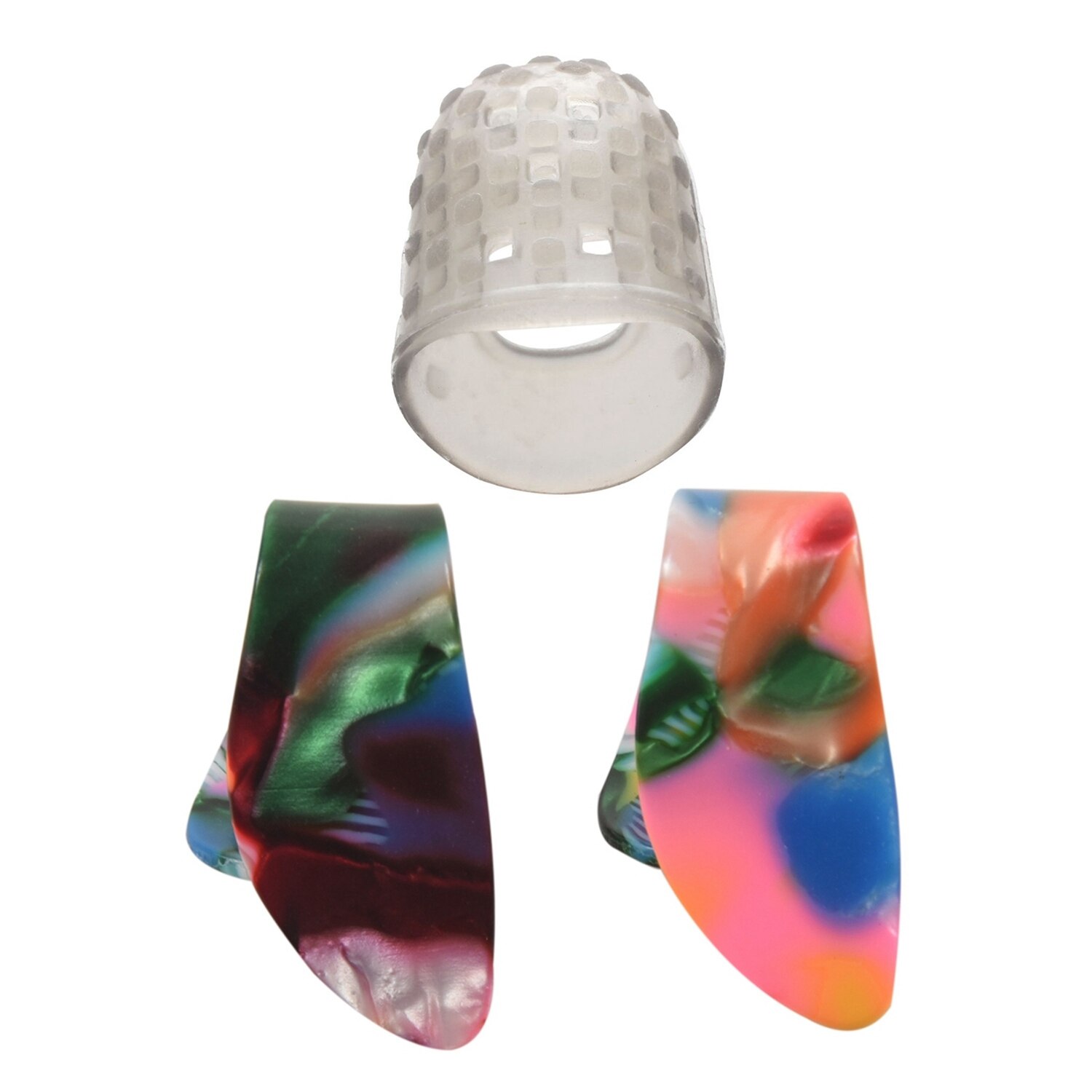 2 uds dedo pulgar guitarra púas para guitarra con colores y 4 Uds de pulgar para guitarra Protector de púa y dedos (gris M)