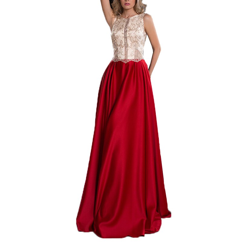 Vintage Red Sleeveless Evening Gowns Robe Women Sexy Full Length Cocktail Dresses Wedding Party Guest Prom Vestidos