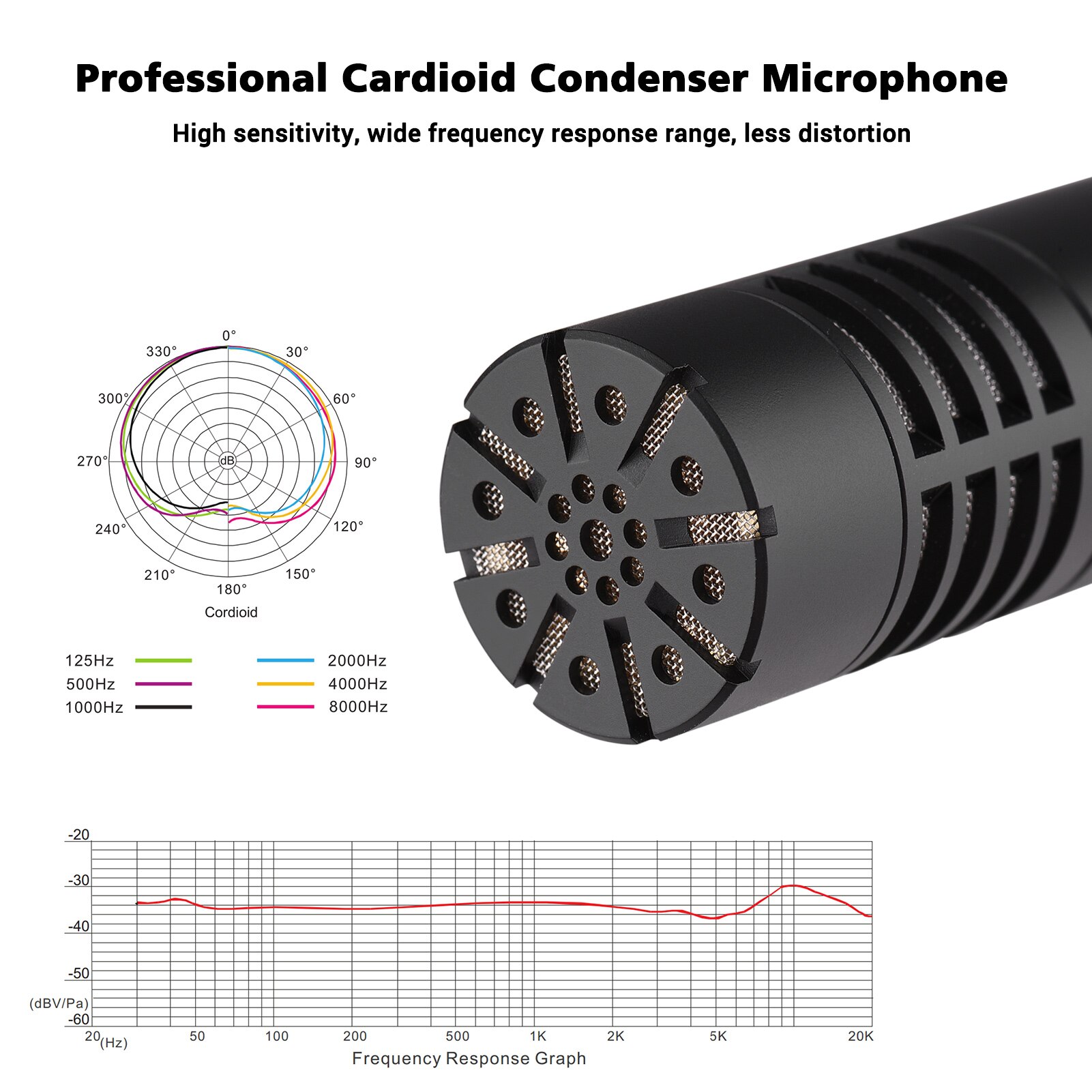 TAKSTAR CM-63 / CM-60 Diaphragm Condenser Microphone Moisture Resistant XLR Cardioid Mic 48V Phantom Power Supply
