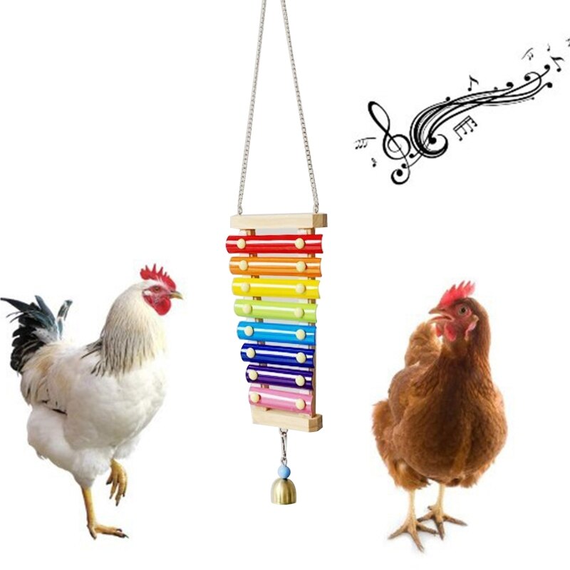 Hanging Chicken Sound Toys Suspensible Wooden Coop Decoration Hens Rooster Pecking Xylophone Toy and Brand
