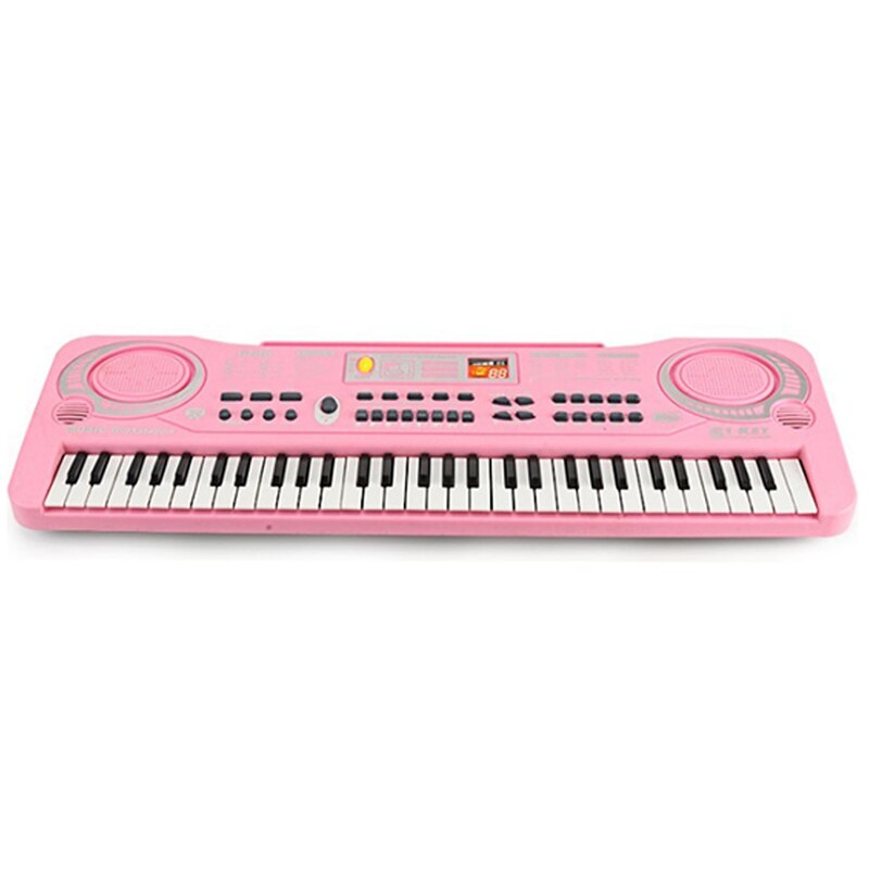 Elektrisk keyboard klaver til børnebærbart 61 nøgle elektronisk musikalsk karaoke keyboard, mikrofon, pink