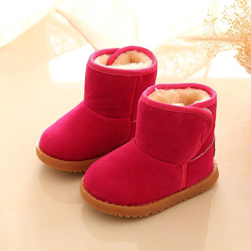 Winter Plus Fluwelen Baby Laarzen Meisjes Jongens Snowboots Baby Peuter Warm Anti-Slip Rubber Zolen Schoenen Kids Kinderen laarzen: Rose Red / 25