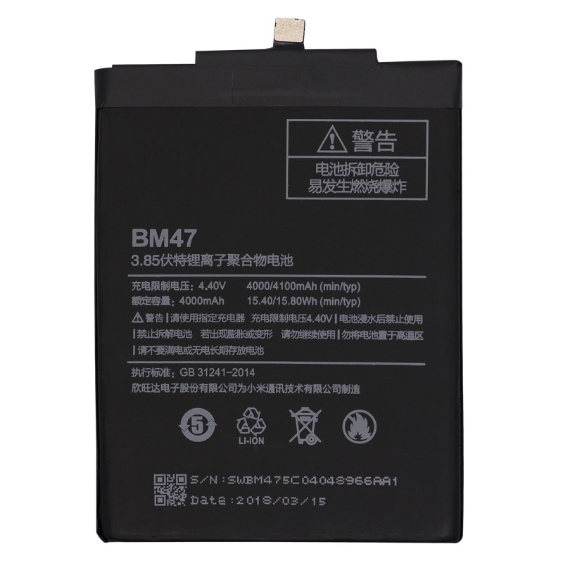Voor Xiao Mi Telefoon Batterij BM47 Capaciteit 4000Mah Vervangende Batterij Voor Red Mi 3 3 S 3X 4X 3 Pro Hong Mi 3 S 4 X