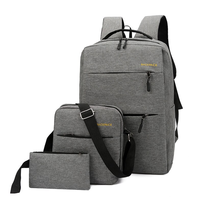 IKE MARTI 3 In 1 Teenage School Backpack Boy Girl Spot Travel Mens Backpack Waterproof Bag For Laptop Sac A Dos Male Mochila: gray