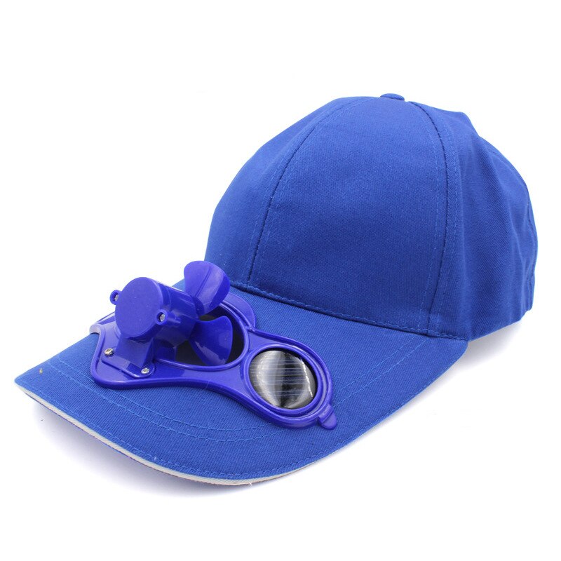 Gorro con ventilador para ciclismo, gorra con energía Solar, ahorro de energía, No requiere baterías, para deporte de verano y pesca al aire libre: Azul
