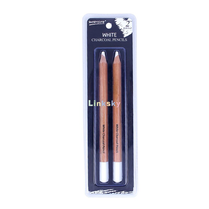 Juego de lápices de carbón comprimido para dibujo, herramienta escolar , suministros de Arte de pintura, color blanco, 3 uds.