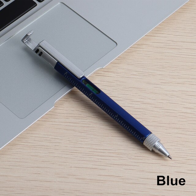 Multi-Funktionale Stift 5 in 1 Telefon Halfter Schraube-Fahrer Wasserwaage Herrscher Und Kugelschreiber Für Schule büro Haushalts Guter Helfer: 10Stck Kuli Nachfüllung / Blau