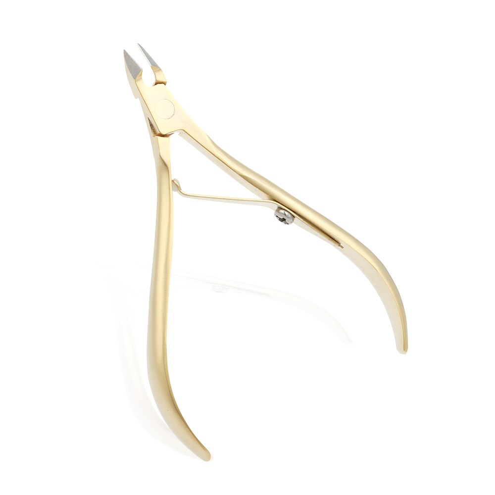 Cortaúñas , pinzas para eliminar la piel muerta, tijeras de cutícula de acero inoxidable, pinzas: Gold
