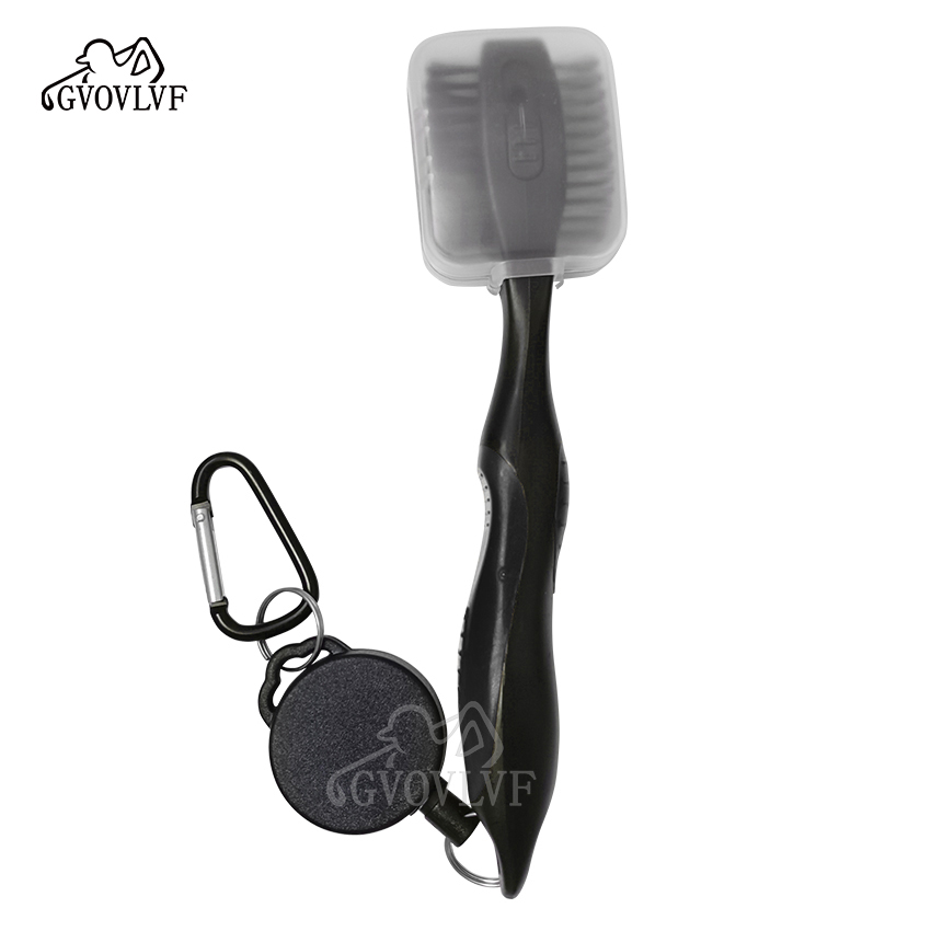 Escova de limpeza de tacos de golfe com ponta retrátil para limpeza de ranhuras, ferramenta de limpeza de grandes dimensões para ferros de madeira e acessórios de sapatos: Azul