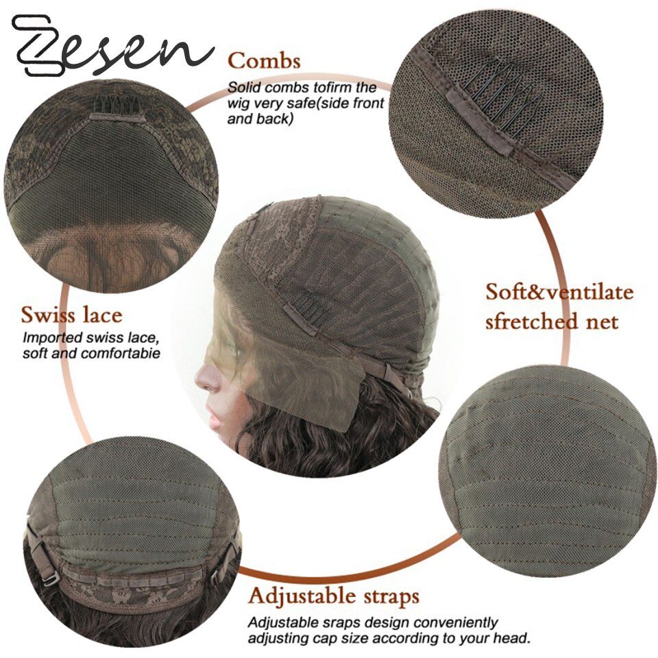 Zesen corti Ondulati Fibra Sintetica Resistente Al Calore Anteriore Del Merletto Lavanda viola Parrucche Parrucca con I Capelli Del bambino Da Indossare Ogni Giorno