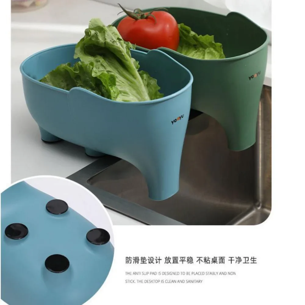 Colador de fregadero con elefante esculpido, escurridor de sobras, cesta de lavado de frutas y verduras, escurridor colgante, accesorios de cocina
