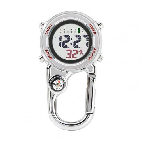 Digital Carabiner Watch Anti-oxidation Shock Resistance Anti-scratch Backpack Belt Pocket Clip on Watch for Outdoor: Red