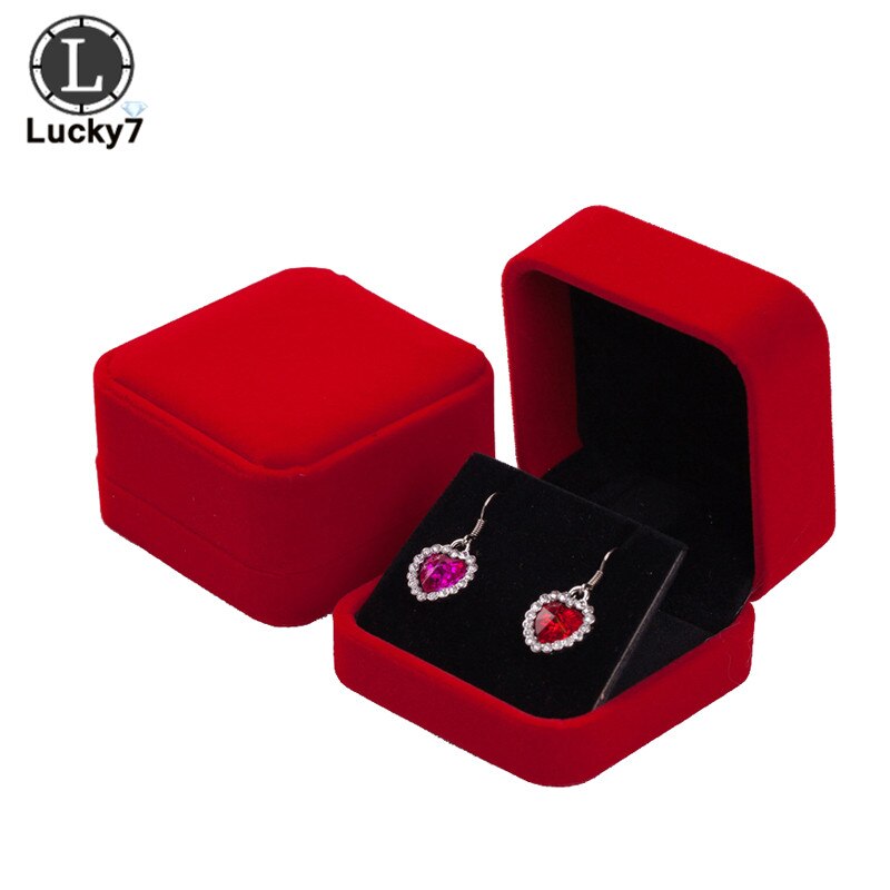 Jewelry Box for Earrings Display Jewellery Storage Boxes Black Velvet Carrying Case Organizer: Red