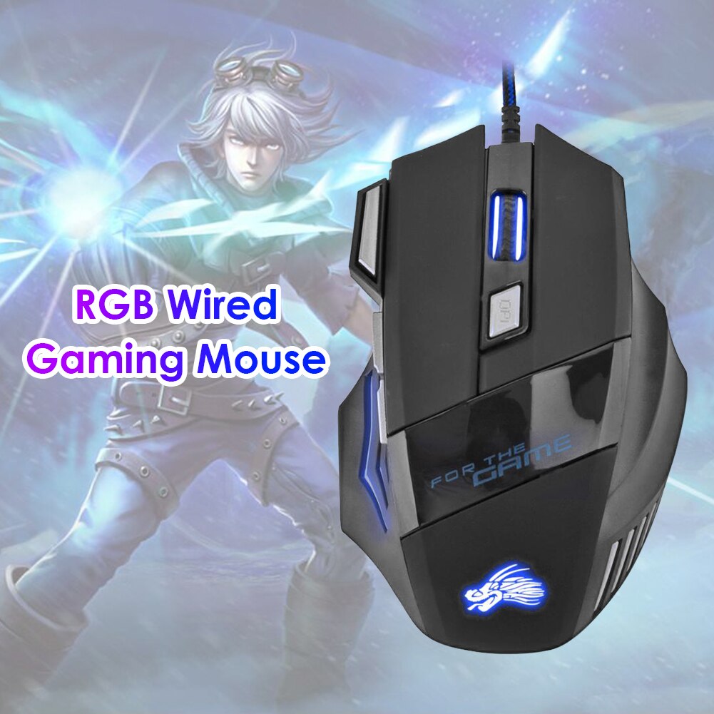 Wired Gaming Mouse Wired Optical Mice 7-Color Backlight 5500 DPI LED Computer Mice USB Cable Silent Mouse for PC Office Notebook