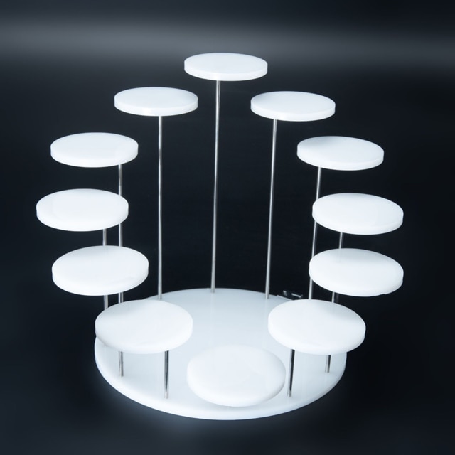 12 bakke flerlags akryl smykker ring display stativ vedhæng show rack органайзер органайзер для хранения полка: Hvid