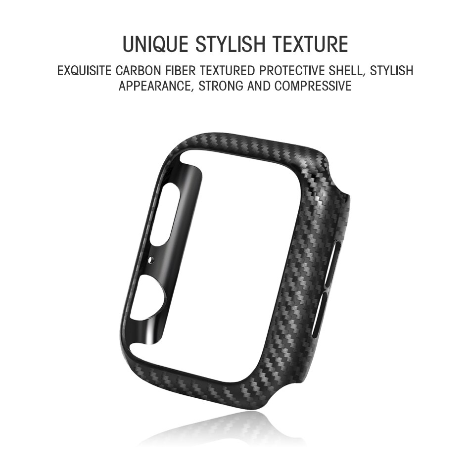 Hoesje voor apple watch  se 6 5 4 3 2 1 38mm 40mm horlogehoes beschermhoes koolstofvezelpatroon pc-hoes voor iwatch 6 se 42mm 44mm