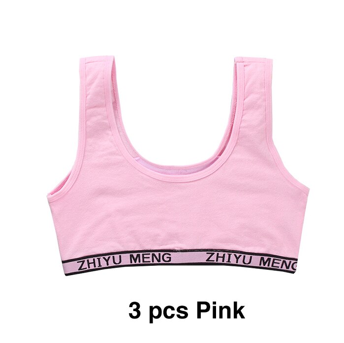 Dolescente – soutien-gorge Double couche avec lettres de soins du sein pour enfants, sous-vêtements de Sport pour adolescentes de 6 à 12 ans, 3 pièces: 004