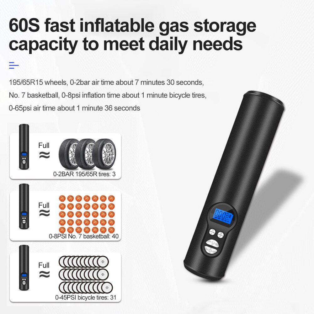 12V 150PSI Portable Universal Car Air Compressor Mini Inflatable Electric Pump Rechargeable Pump With LED Emergency Light