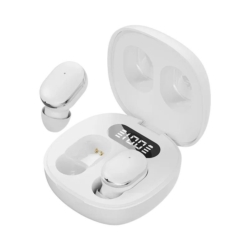 Auricolari Bluetooth Wireless TWS - Cuffie Trasparenti ENC - Display LED Potenza - Suono Stereo - Cancellazione Attiva del Rumore: Bianco