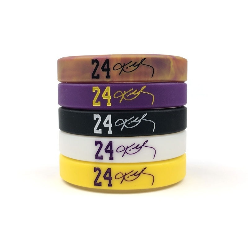 Pulsera deportiva de silicona para baloncesto, brazalete Bryant, pulsera de goma, brazalete de letras conmemorativas, joyería