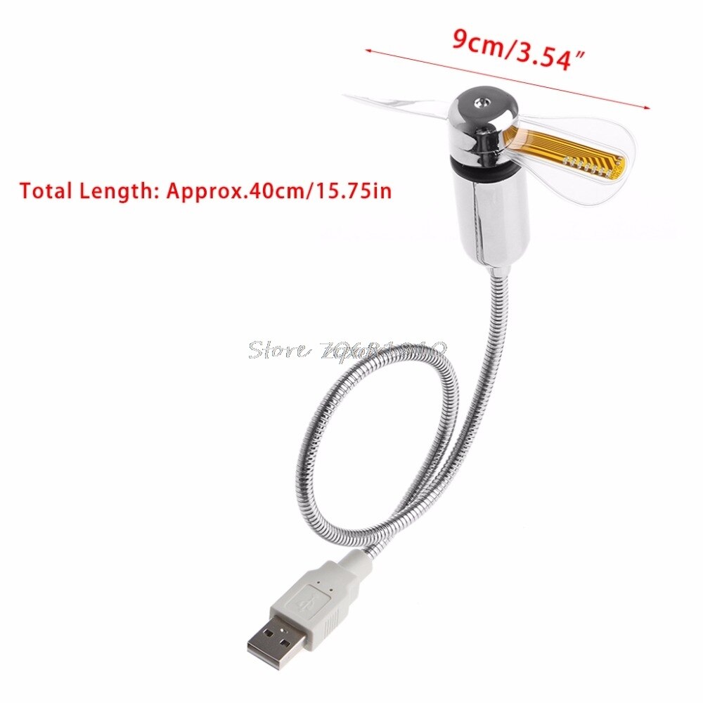 Durable Adjustable Cooling USB Gadget Mini Flexible LED Light USB Fan Time Clock Desktop Clock Gadget Cool Time Display Z09