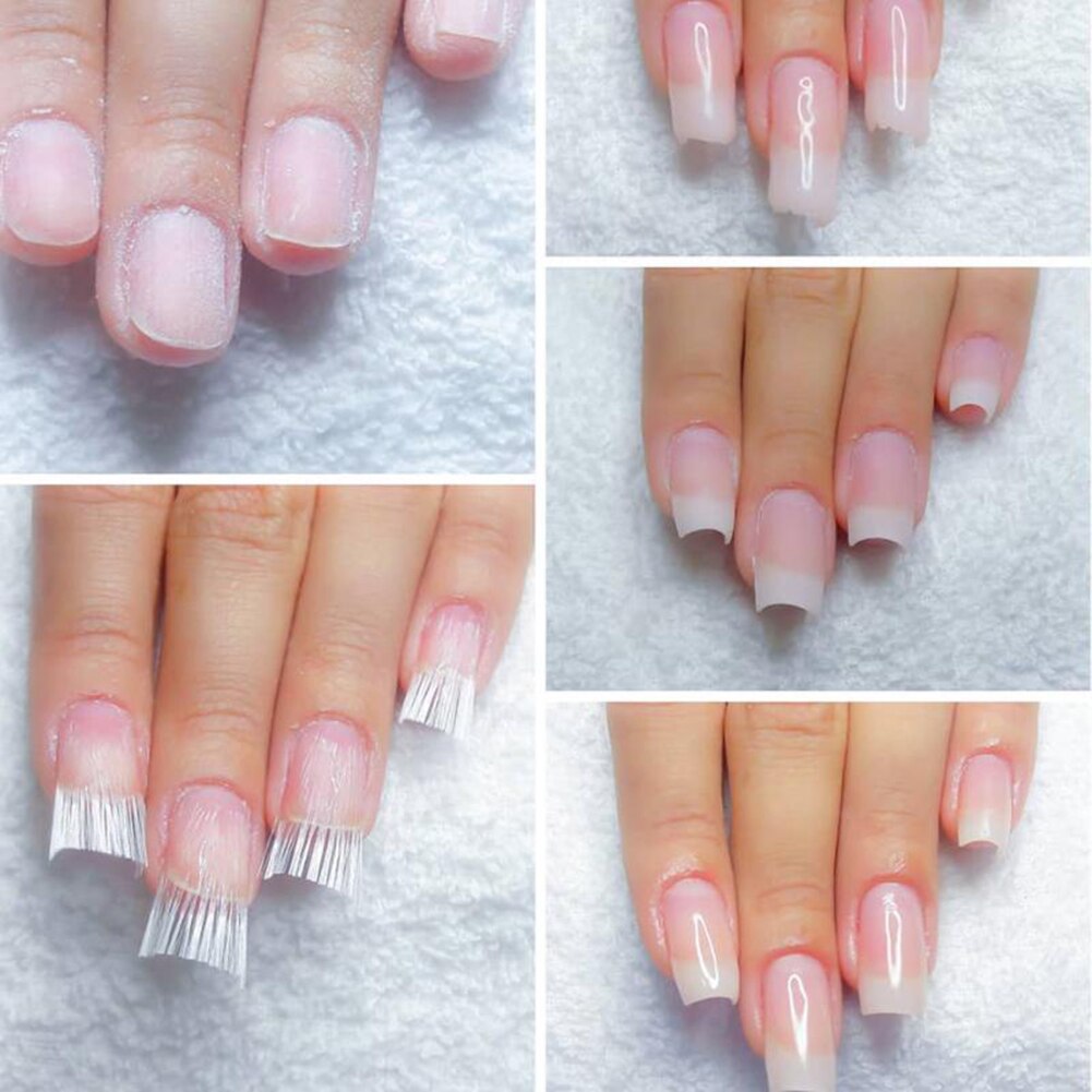 1m/1.5m/2m nail art glasfiber uv gel diy negle hvide akryl negleforlængerspidser med skraber