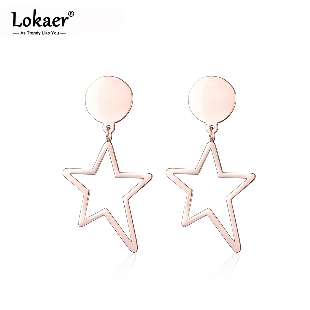 Lokaer Punk Ohrringe 316L Edelstahl Stern Geometrische modisch Weiß Gold Farbe Baumeln Ohrringe Schmuck Für Frauen