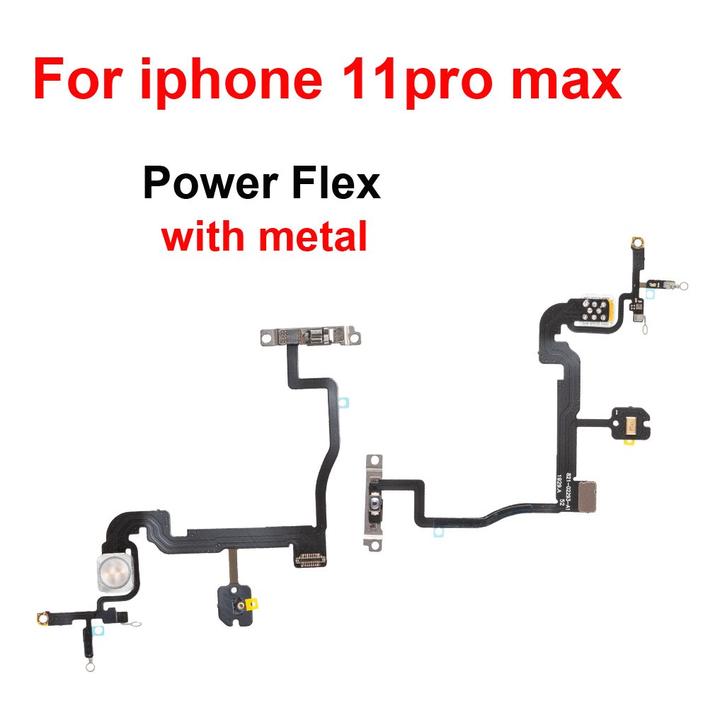 Power On Off Flex For iPhone 5S 6 6S 7 8 Plus X XR Xs Max 11 Pro Volume Up Down Side Button Key Ribbon Flex Cable With Metal: Transparent