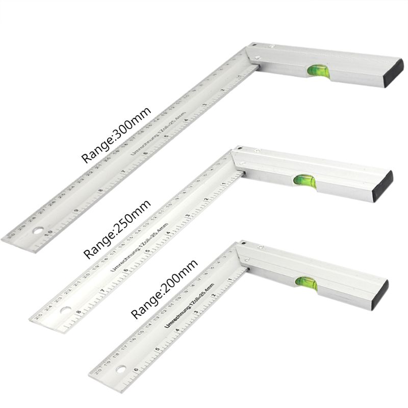 90° Carpenter Angle Finder Ruler Gauge Thickening Aluminum Woodworking Square Gauge 200mm 250mm 300mm