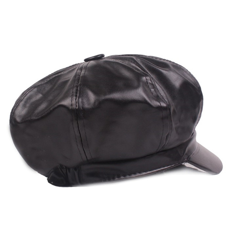 SILOQIN-Sombrero de cuero para mujer, gorra ajustable con Cierre trasero, octogonal Simple, para turismo y ocio, tendencia de invierno