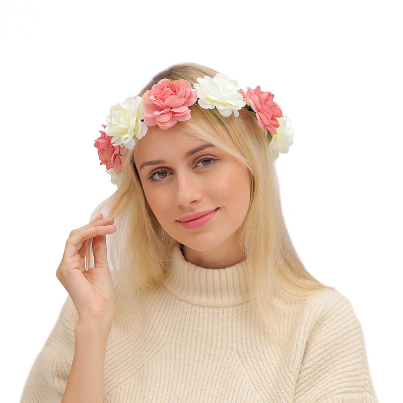 Tocado de flores más vendido, diadema informal de playa, viento, rosa, corona nupcial