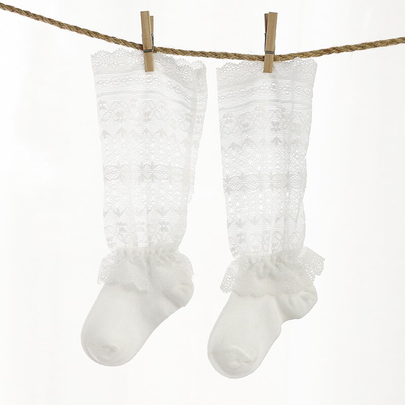 Baby Mädchen Spitze Knie Hohe Socken Süße Spitze Strümpfe Säuglinge Kleinkinder Kleid Nicht Unterhose Lange Socken: Weiß / 1zu3 Jahre