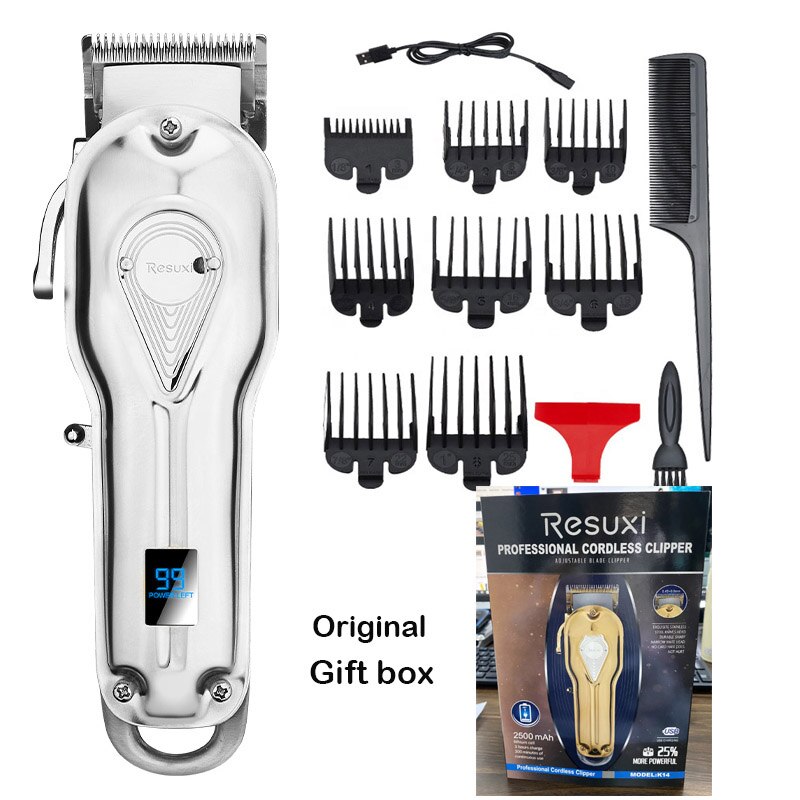 LCD Display Metal Mower Hair Clipper Trimmer For Men Trimer Beard Trimer Hair Trimmer Hair Clippers Barber Shop Use: Silver