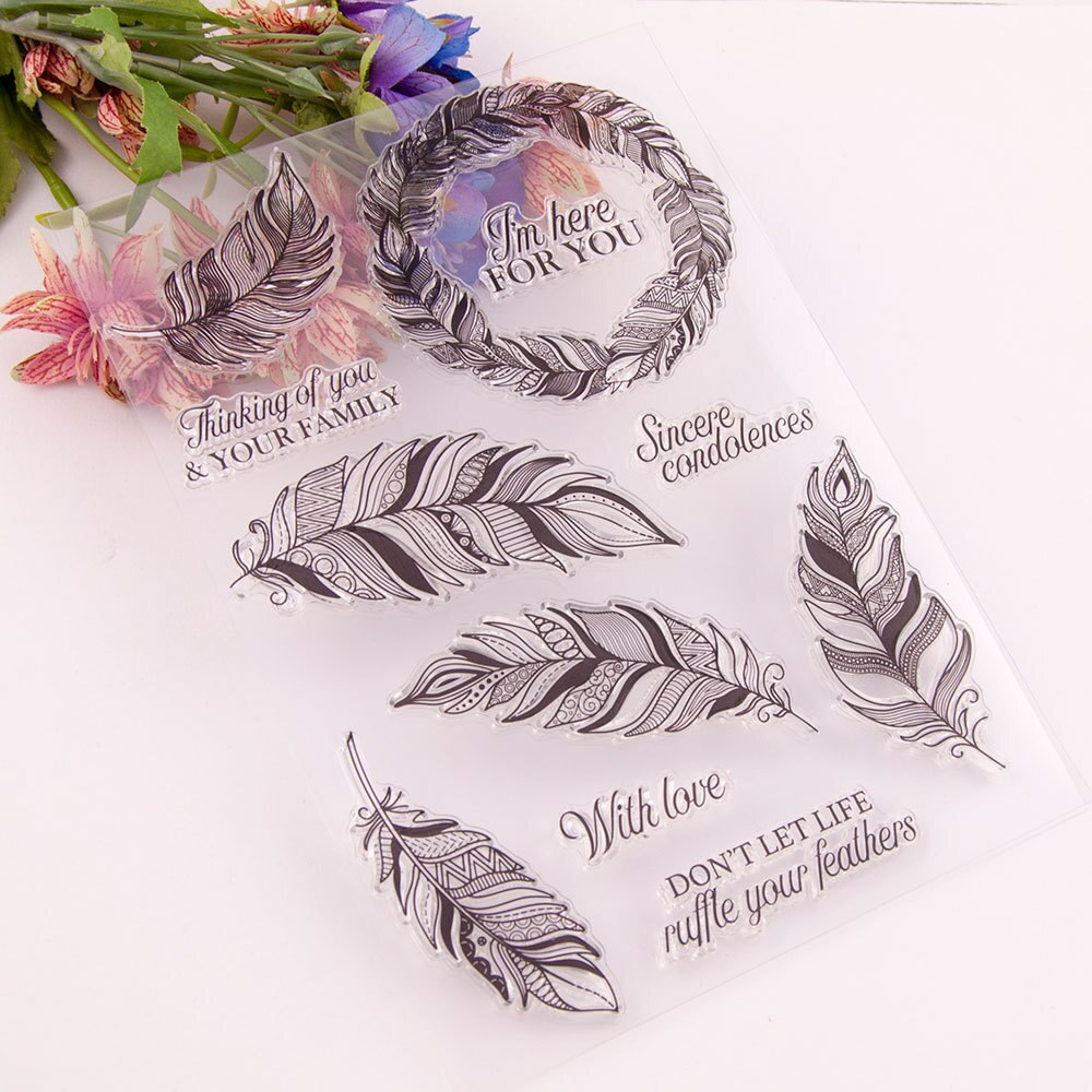 Wyse stämpel och stansar set fjäder klara stämplar krans metall skär stansar för diy scrapbooking stämpel med stansverktyg